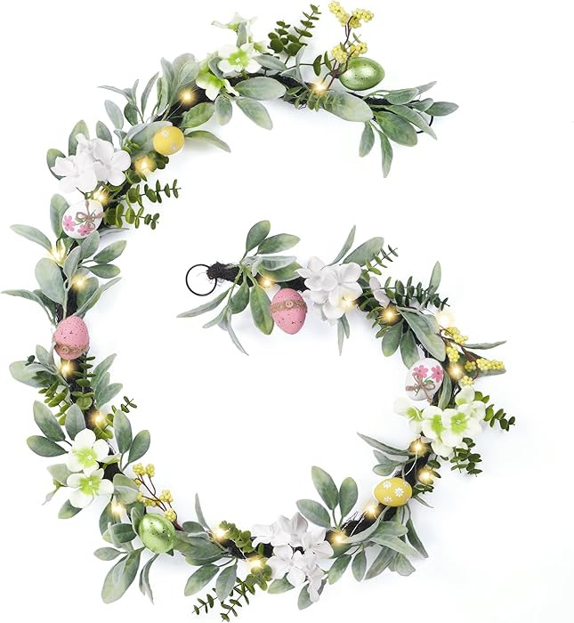 Valery Madelyn 6ft Lighted Easter Garland for Mantle Fireplace, Artificial Spring Flower Garland ... | Amazon (US)