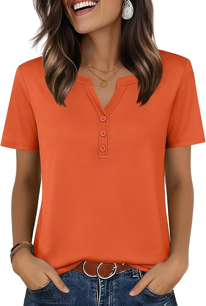Zeagoo Womens Summer Tops V Neck Short Sleeve Shirts Dressy Casual Blouse Spring Vacation Tshirts... | Amazon (US)
