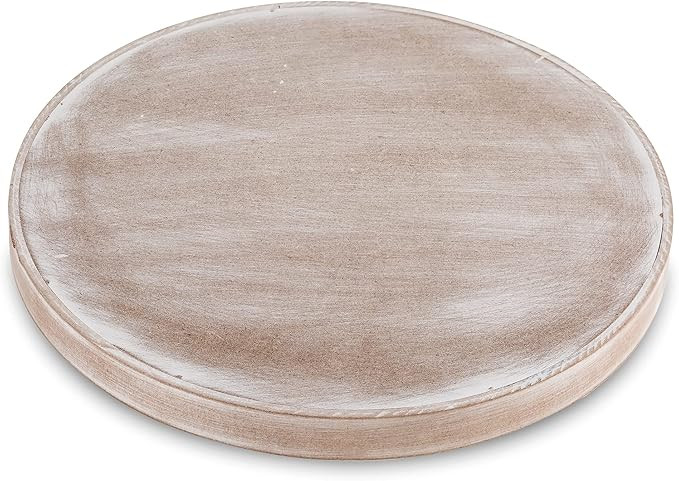 Hanobe Decorative Coffee Table Tray: White Washed Wood Tray Round Rustic Wooden Trays Circle Farm... | Amazon (US)