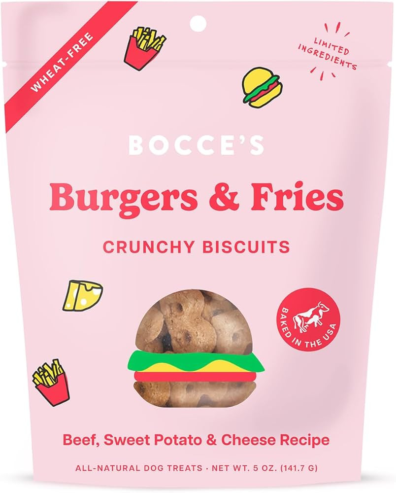 Bocce's Bakery - Limited Edition Wheat-Free Dog Treats, Burgers & Fries Biscuits, 5 oz | Amazon (US)