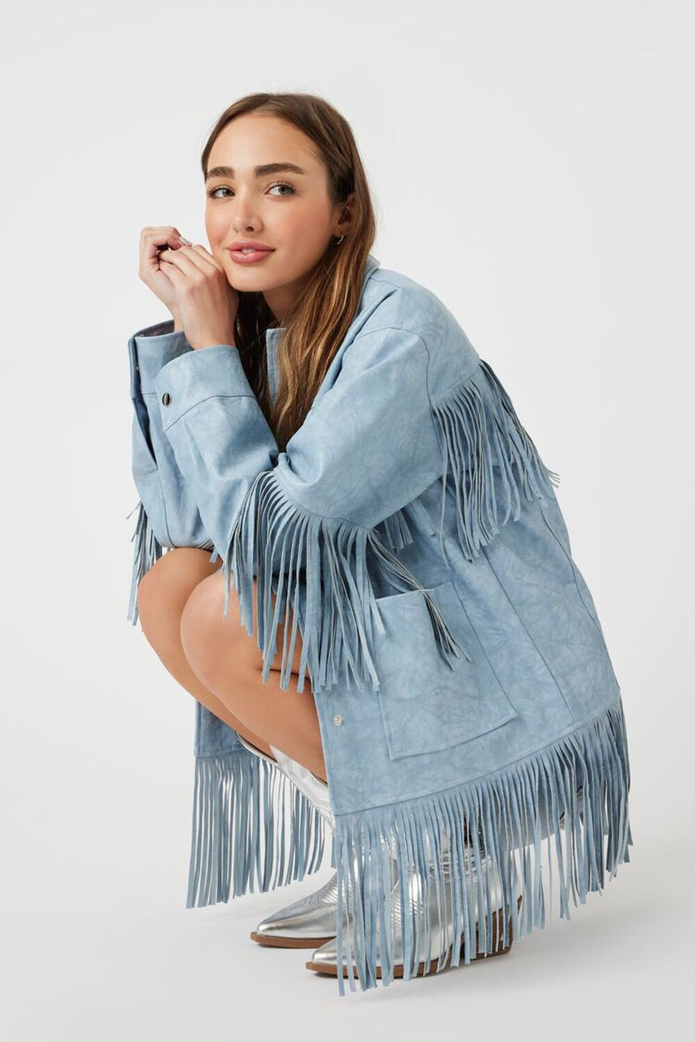 Faux Leather Fringe Shacket | Forever 21 (US)