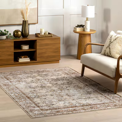 nuLOOM Anise Antique Floral SplashGuard Machine Washable 9ft. x 12ft. Ivory Area Rug | Lowe's