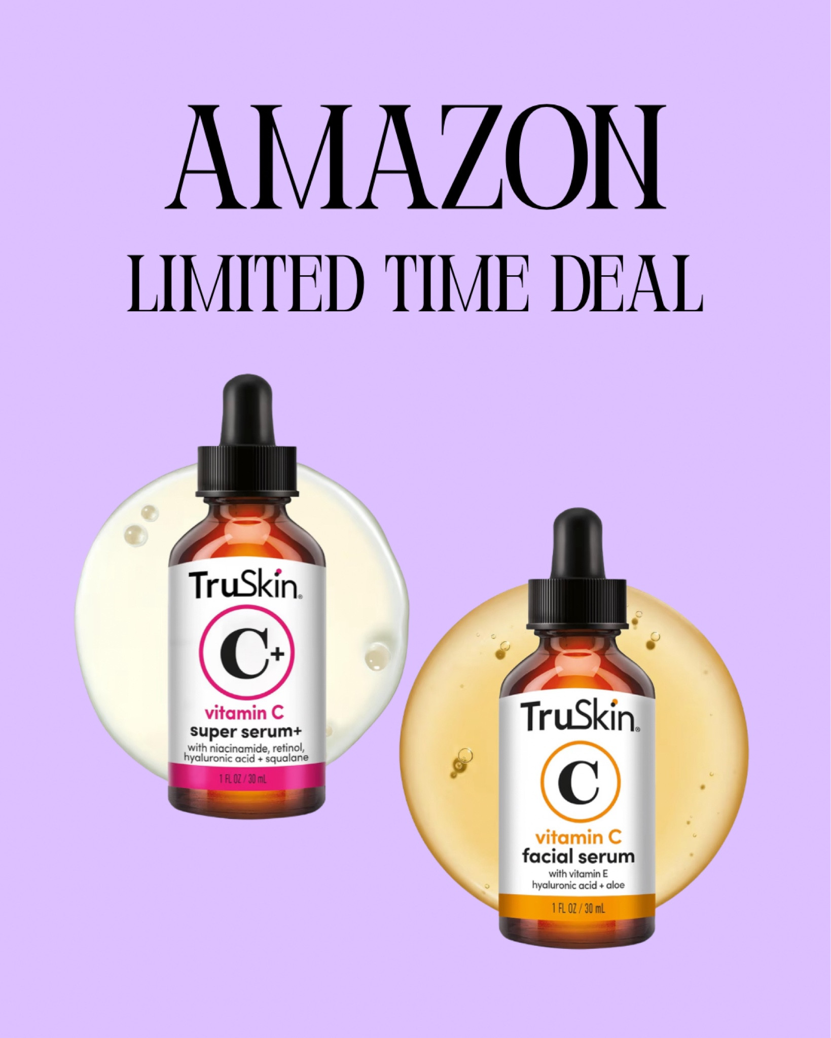 Amazon deal alert and this one is actually GOOD 👀

Two versions of the TruSkin Vitamin C and here’s the difference so you don’t grab the wrong one:

✨ Vitamin C Facial Serum (right)
Your everyday glow girl. Brightens, evens skin tone, and hydrates with vitamin E + hyaluronic acid. Lightweight, simple, perfect if you’re starting or want that fresh, dewy skin.

🔥 Vitamin C Super Serum+ (left)
She’s the overachiever. Has niacinamide + retinol + hyaluronic acid + squalane. This one targets fine lines, texture, and deeper skin concerns. More of a treatment than just a glow boost.

👉 If you want simple + glow = go right
👉 If you want results + correction = go left

Both are on sale so honestly… pick your fighter or do both (AM vs PM moment 👀

#LTKMothersDay #LTKselfcare #LTKdayinmylife