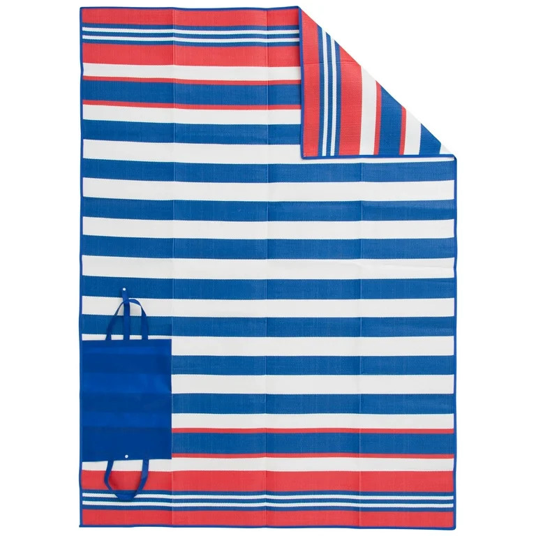 Mainstays 5'x7' Red, White, and Blue Stripe Beach Mat | Walmart (US)