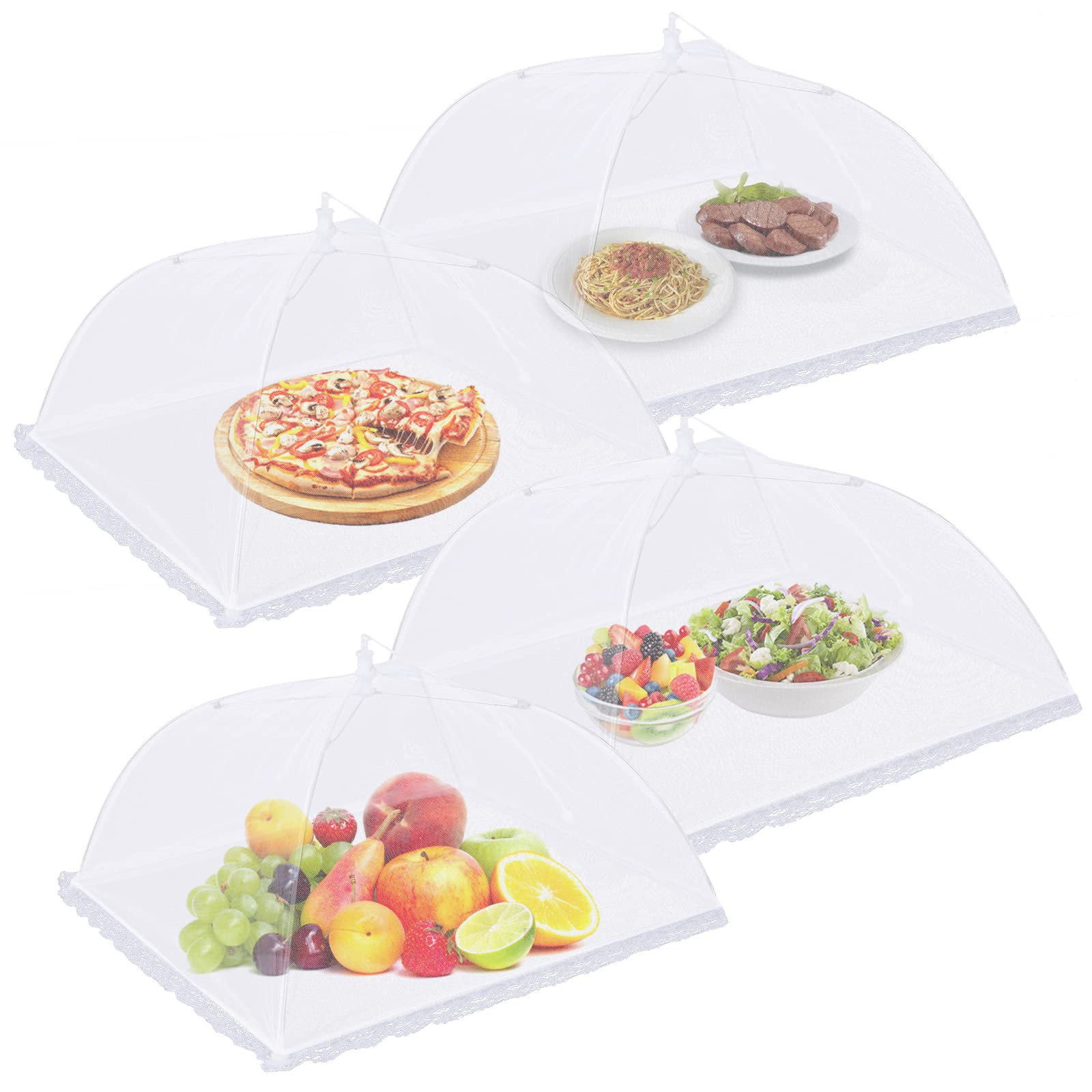 4 Pack Mesh Food Covers 17 inch, Large and Tall Food Covers, Pop-Up Mesh Food Covers Tent Umbrell... | Amazon (US)