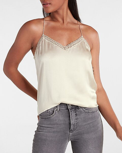 Embroidered V-neck Silk Barcelona Cami | Express