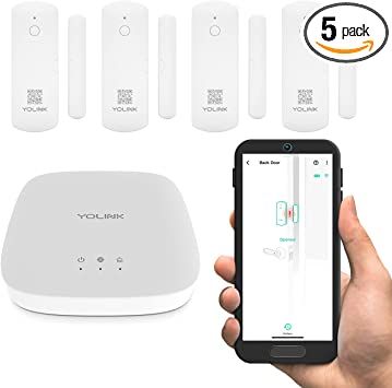 YOLINK LoRa Smart Door Sensor Starter Kit: Hub & (4) Door Sensors - Up to 1/4 Mile Open-Air Range... | Amazon (US)