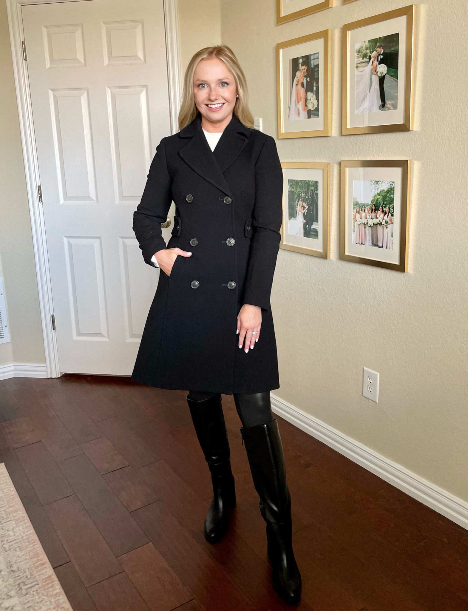 Wearing a 0P in this coat and linked similar! #blackcoat #ladycoat #walkercoat #peacoat 

#LTKHoliday #LTKSeasonal #LTKstyletip
