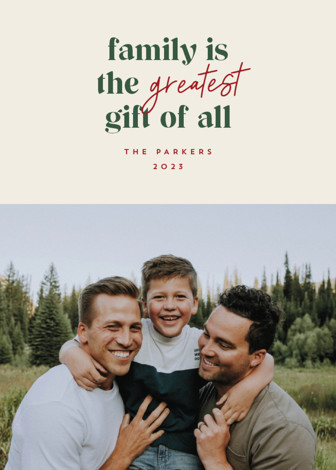 "Family is a gift" - Customizable Grand Holiday Cards in Beige by Jessica Corliss. | Minted