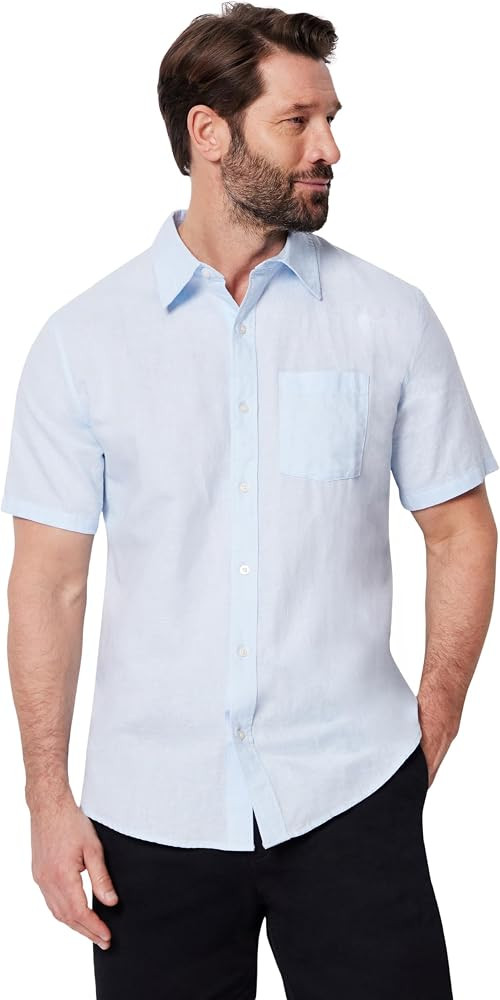 Amazon Essentials Men's Regular Fit Short Sleeve Linen Shirt | Amazon (US)
