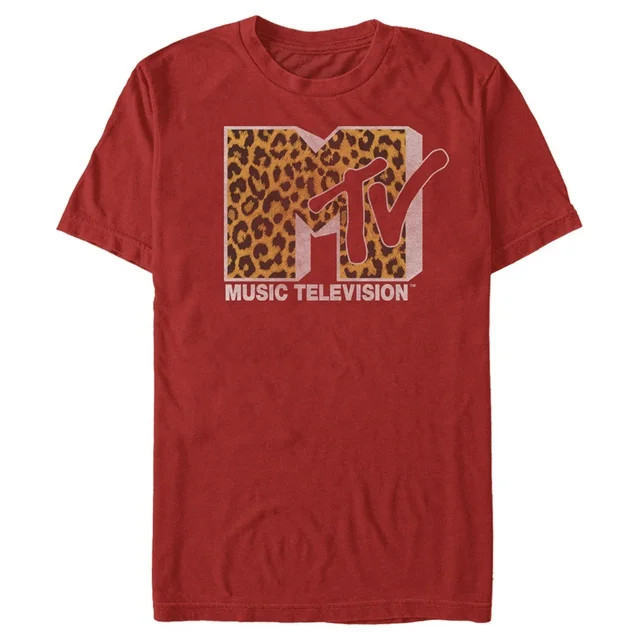 Men's MTV Cheetah Print Logo  Graphic Tee Red Medium | Walmart (US)