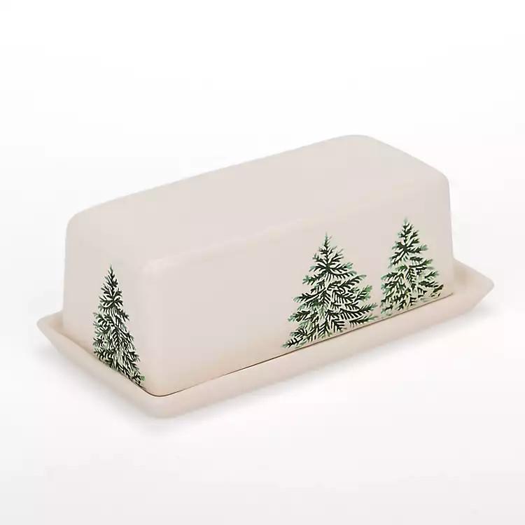 Evergreen Trees Embossed Butter Dish | Kirklands
