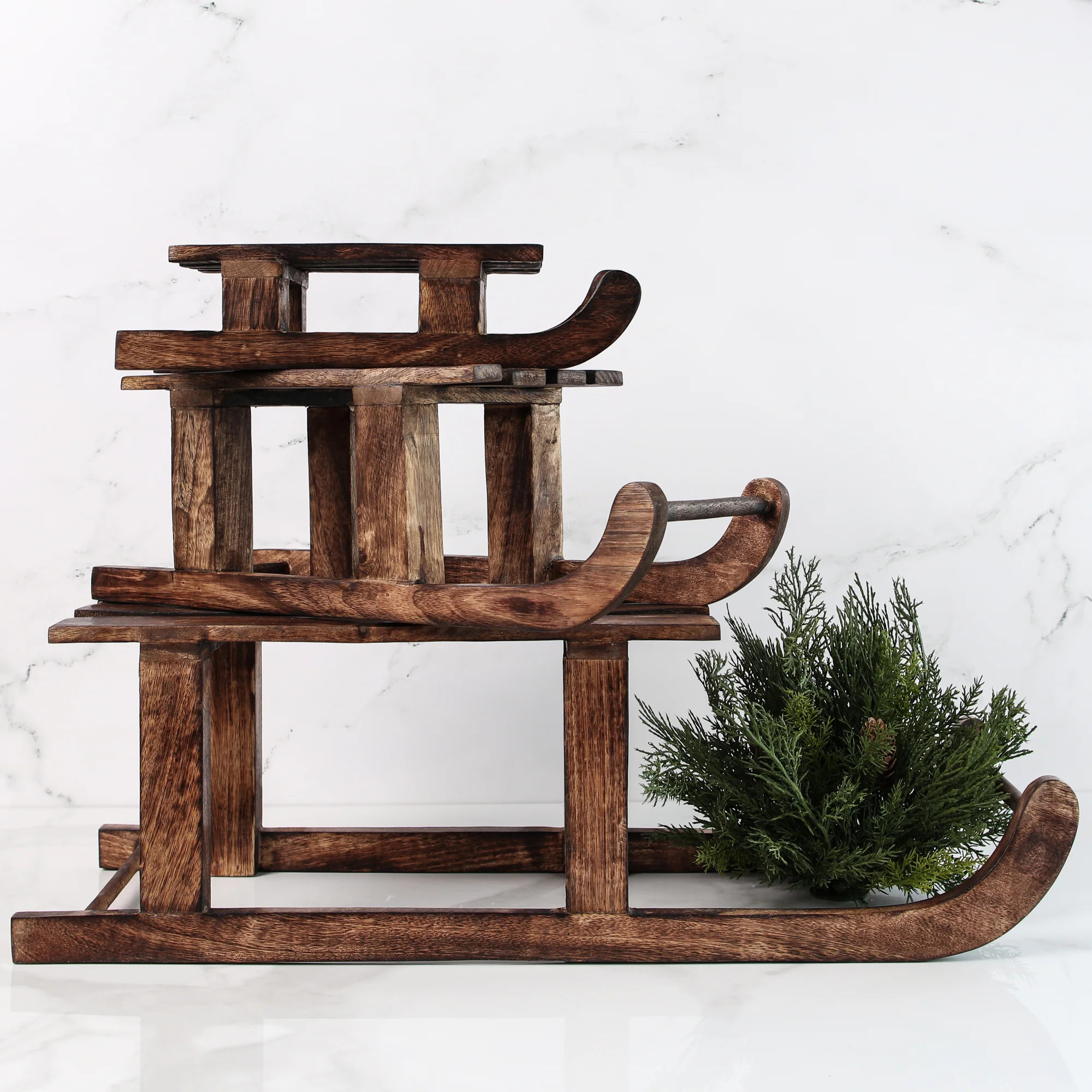Set of 3 Wooden Sled Risers | Interior Delights
