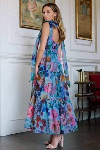 Ivanna Tie Strap Tiered Floral Maxi Dress | Francesca's