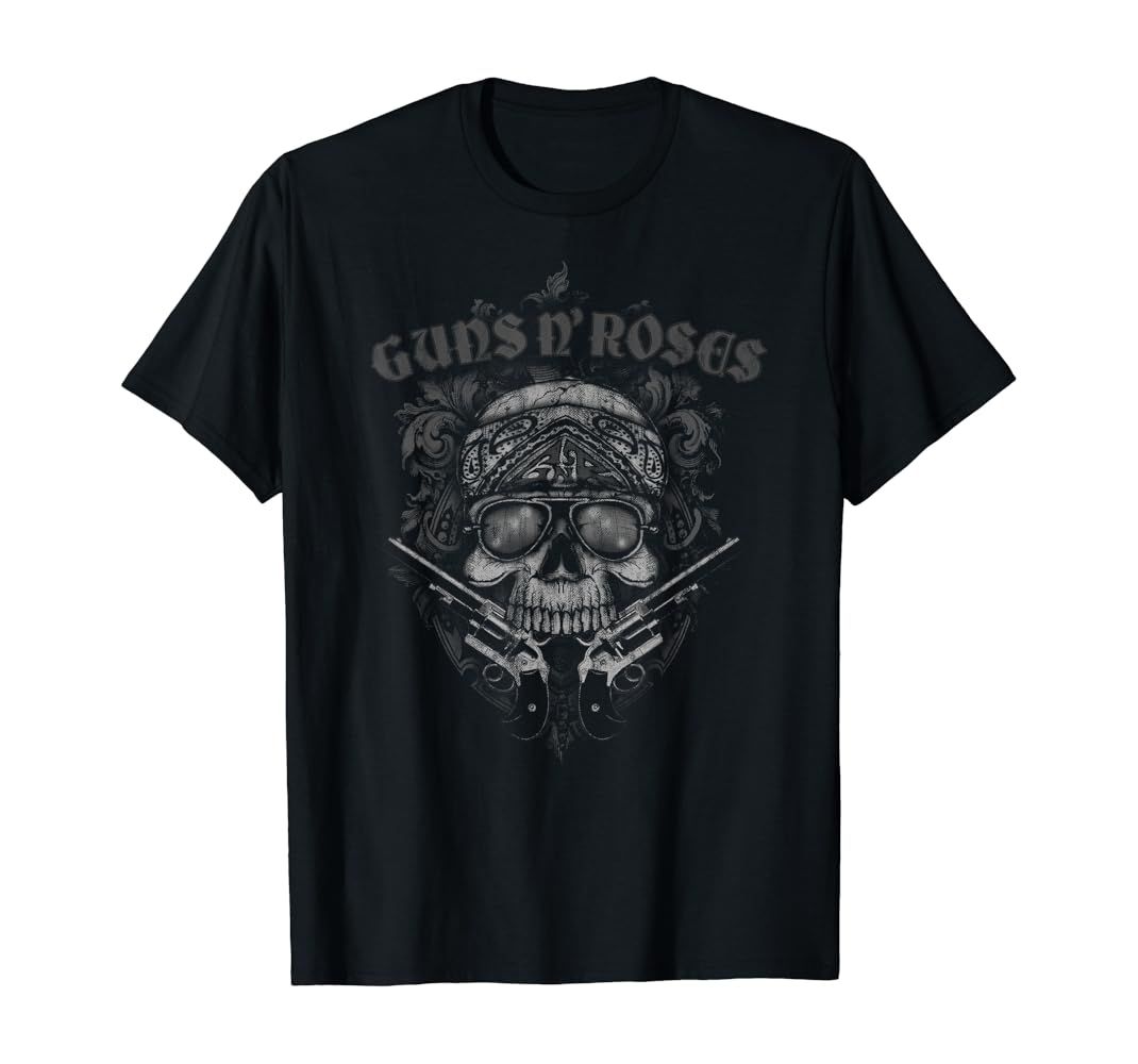 Guns N' Roses Official Skull Guns Bandanna T-Shirt | Amazon (US)