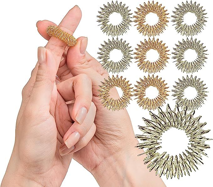 Spiky Sensory Finger Rings (Pack of 10) - Great Spikey Fidget Toy for Kids and Adults - Fun Set f... | Amazon (US)