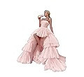 Sevintage High Low Tulle Prom Dress for Women Long Strapless Layered Formal Party Dresses with Tr... | Amazon (US)