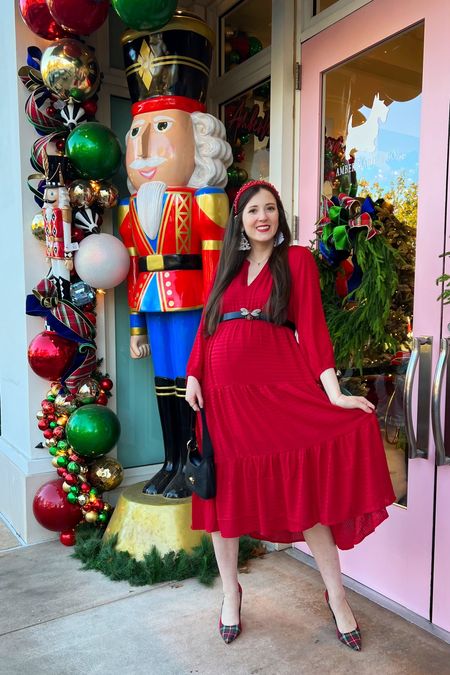 Satin red and ready for Christmas! This gorgeous bump friendly dress is perfect for all holiday parties and is on sale for 40% off! 

#LTKparties #LTKHoliday #LTKbump
