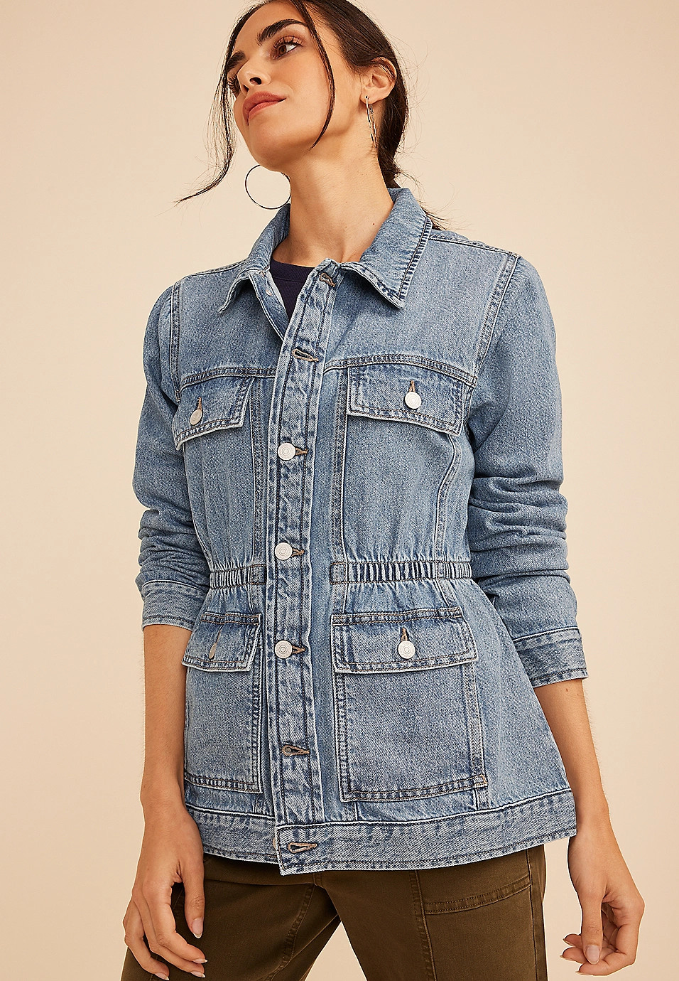 Cinch Waist Denim Jacket | Maurices