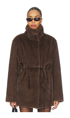 LPA Maria Faux Fur Coat in Chocolate Brown from Revolve.com | Revolve Clothing (Global)
