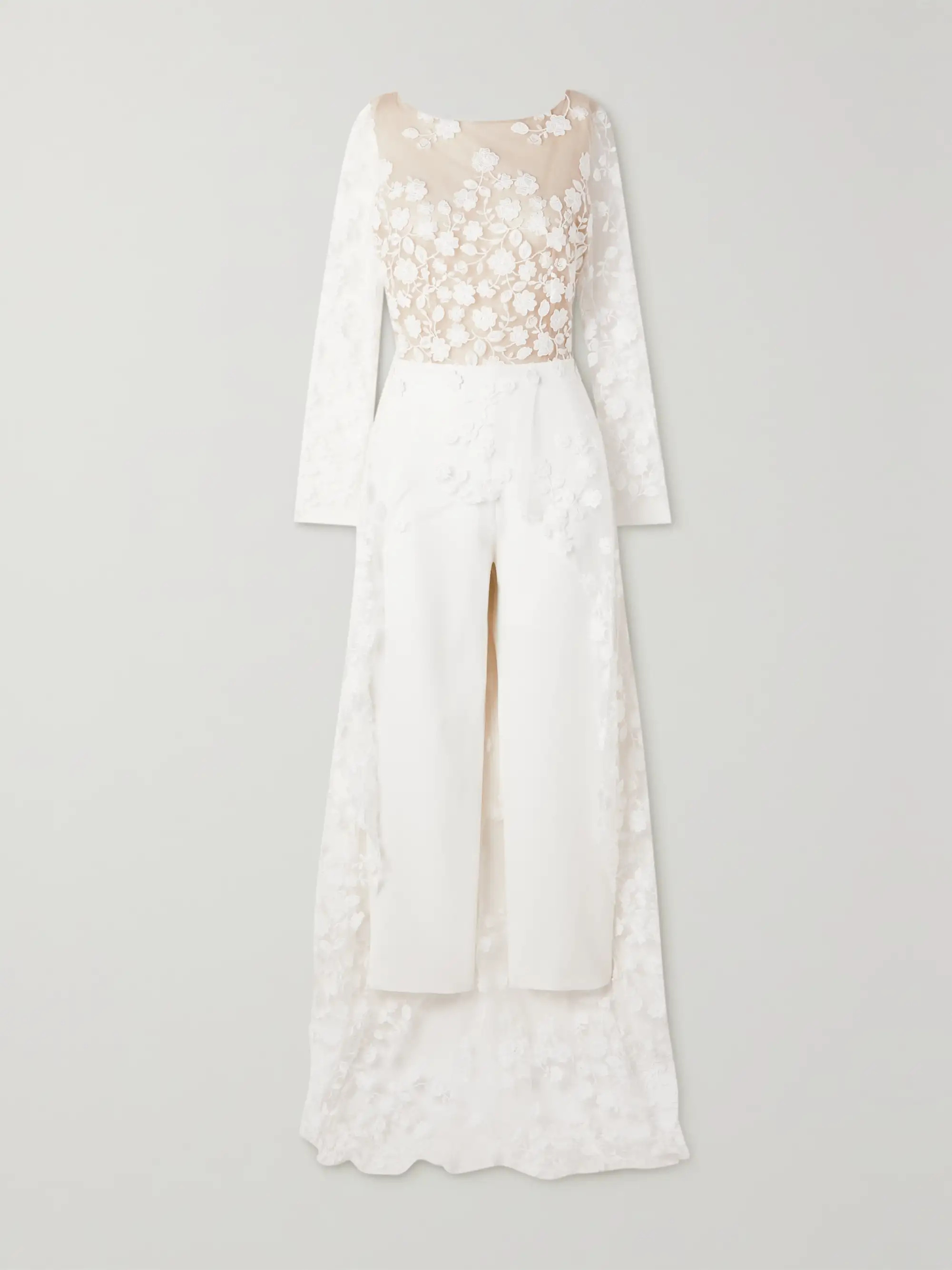 Patsy lace-trimmed embroidered tulle and crepe jumpsuit | NET-A-PORTER (US)