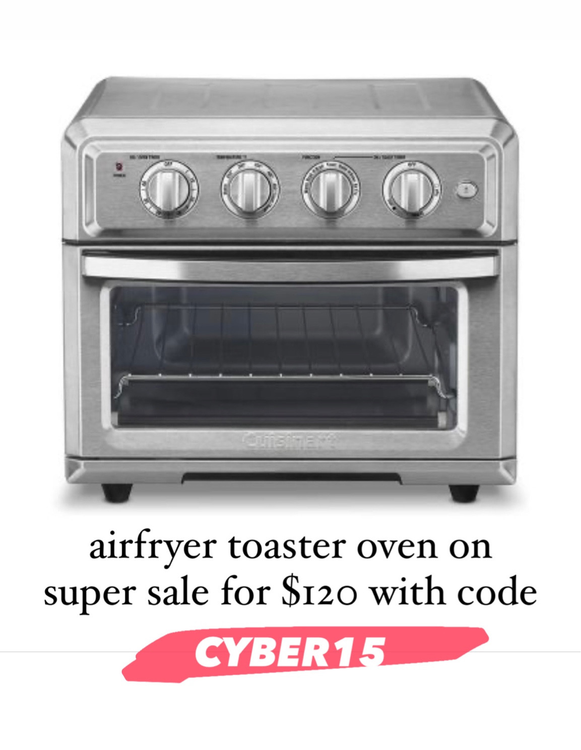 Air fryer toaster oven on major sale and extra 15% off with code CYBER15

#LTKCyberweek #LTKsalealert #LTKGiftGuide