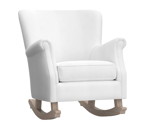Minna Small Spaces Rocker, Linen Blend White | Pottery Barn Kids