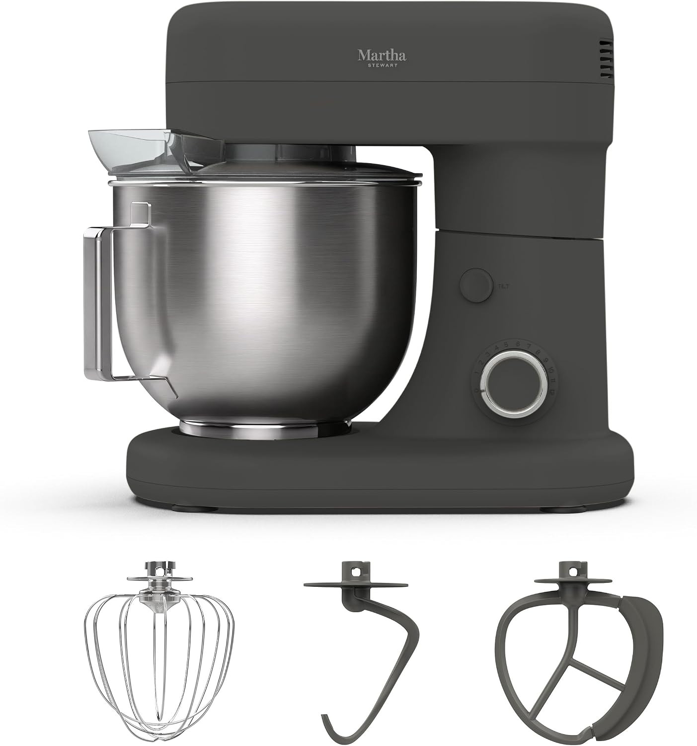 Martha Stewart 5.3QT Tilt Head Stand Mixer, 12 Speeds, Stainless Steel Bowl | Amazon (US)
