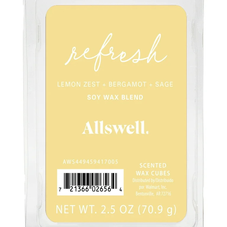 (3 pack) Allswell 6 Cube Wax Melts, Refresh (Lemon Zest + Bergamot + Sage), 2.5 oz | Walmart (US)