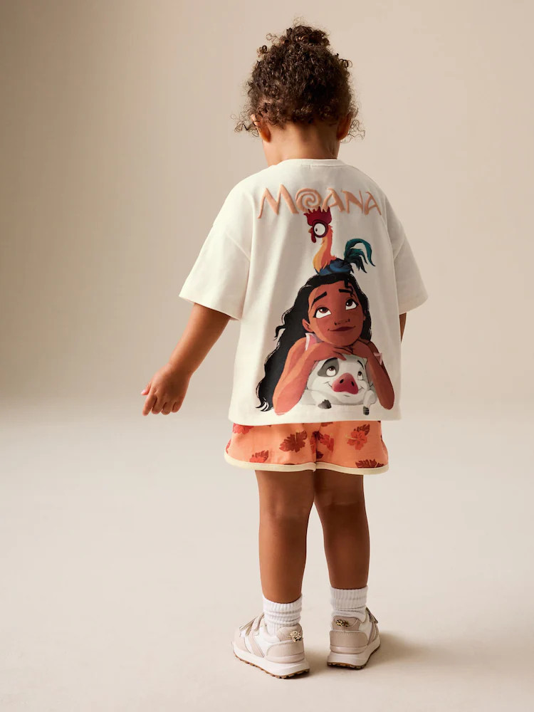 Coral/Ecru Disney Moana Short Sleeve Top and Shorts Set (3mths-7yrs) | Next US
