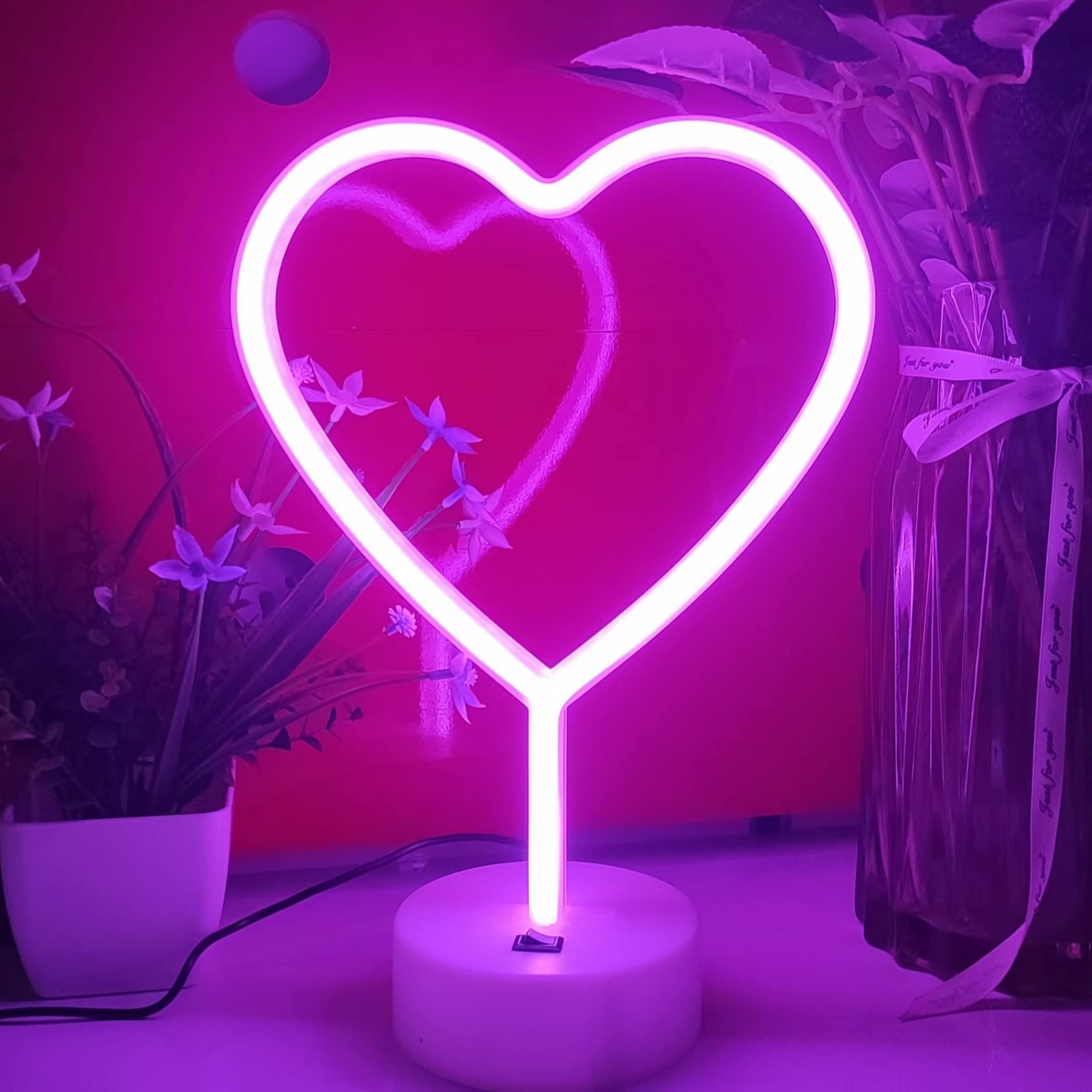 JYWJ Neon Signs with Holder Base,USB or 3-AA Battery Powered Neon Light,LED Desktop Wall Decorati... | Amazon (US)