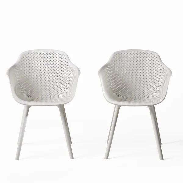 Lotus Outdoor Modern Dining Chair (Set of 2) by Christopher Knight Home - White | Bed Bath & Beyond
