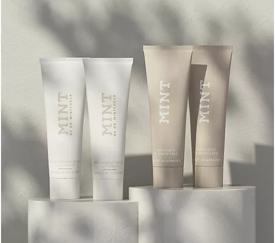 Make Your Selection: MINT Hollywood Smile Daily Essential AM/PM Toothpaste 4pc | QVC