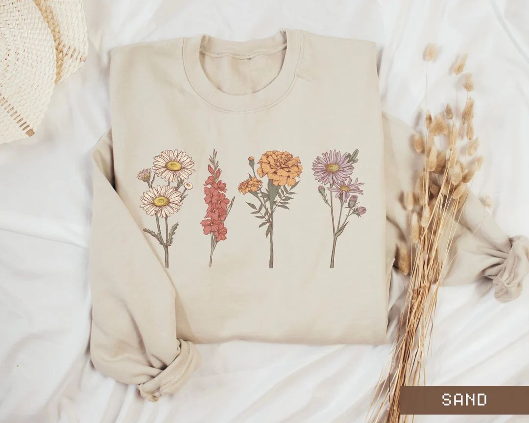 Custom Birth Month Sweatshirt Birth Flower Sweater Birth - Etsy | Etsy (US)