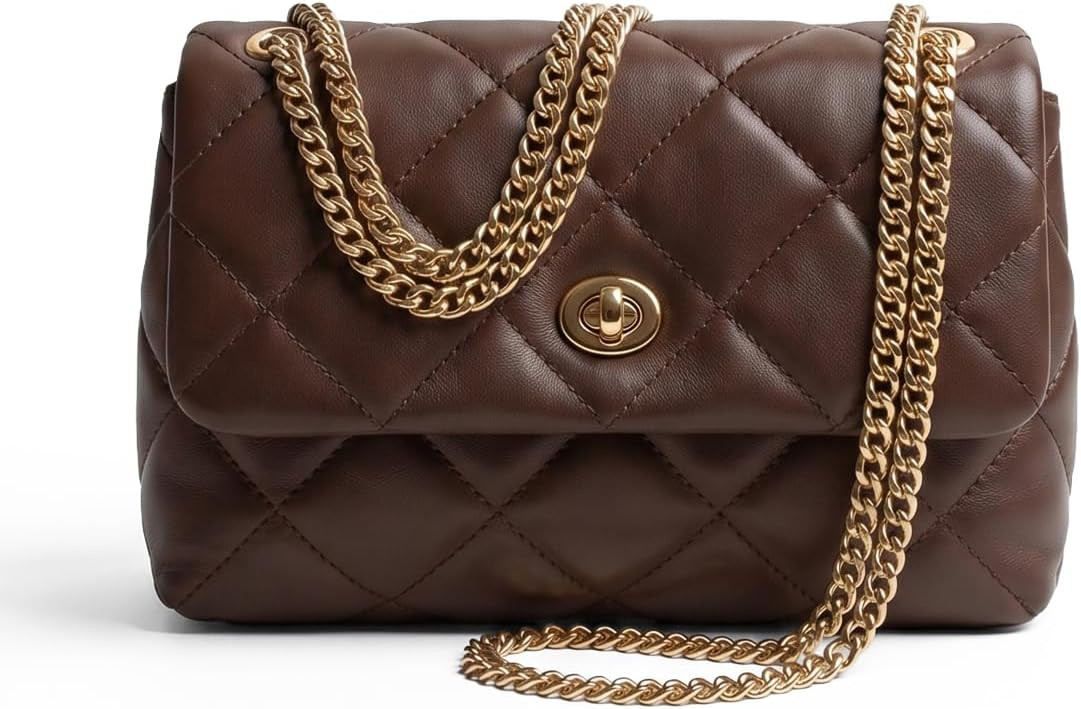 Apryl Quilted Crossbody Bags for Women - Small Shoulder Purse - w Chain | Amazon (US)