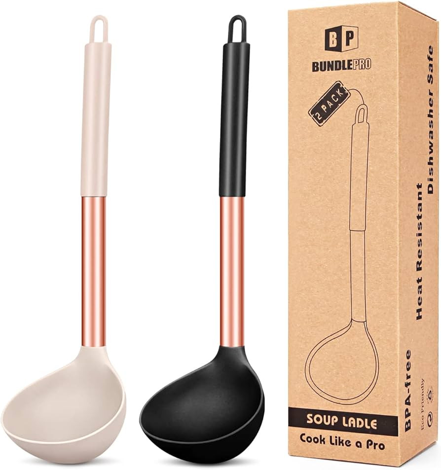 Pack of 2 Ladle Spoon,Silicone Large Spoon for Soup,Non Stick Kitchen Utensils with High Heat Res... | Amazon (US)