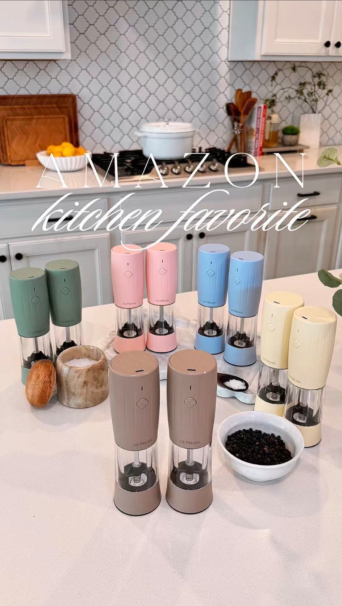 Which color is your favorite? This salt and pepper grinder has 6 grind coarseness levels, large capacity, and usb charging! #kitchenfinds #amazonkitchen

#LTKHome #LTKOver40 #LTKfoodie