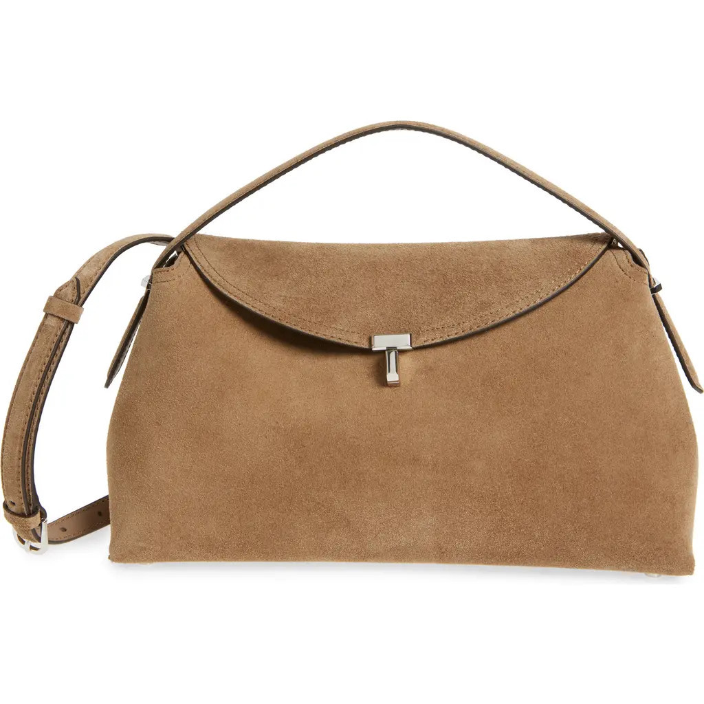 TOTEME T-Lock Top Handle Leather Shoulder Bag in Tobacco at Nordstrom | Nordstrom