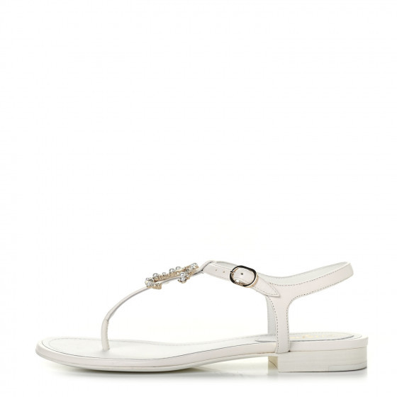 CHANEL

Lambskin Pearl CC Thong Sandals 37 White | Fashionphile