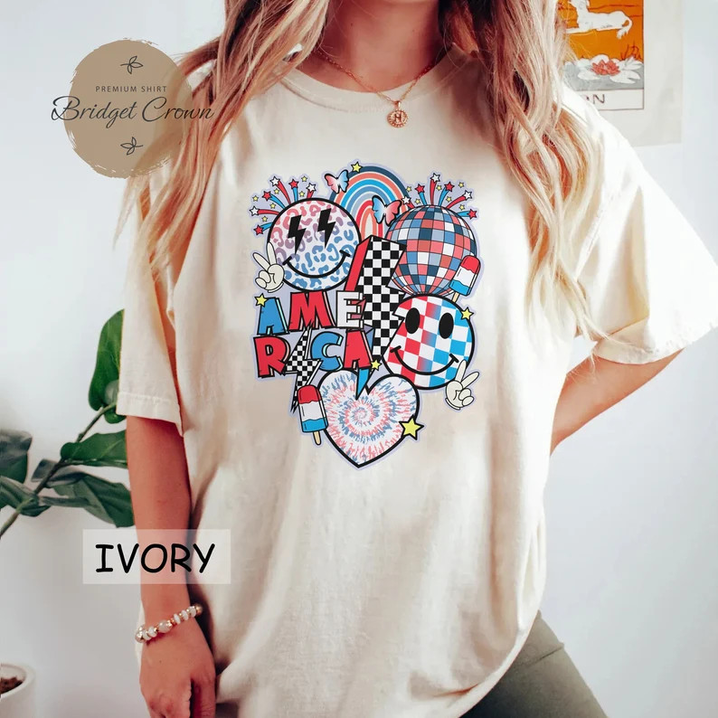 Retro 4th Of July Comfort Colors Shirt, America Patriotic Shirt, Retro Funny Fourth Shirt, Womens... | Etsy (US)