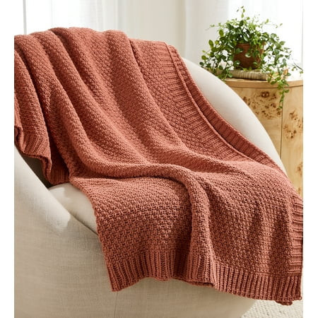 Better Homes & Gardens Chenille Knit Super Soft Oversized Throw Blanket, Terracotta Clay, Copper | Walmart (US)