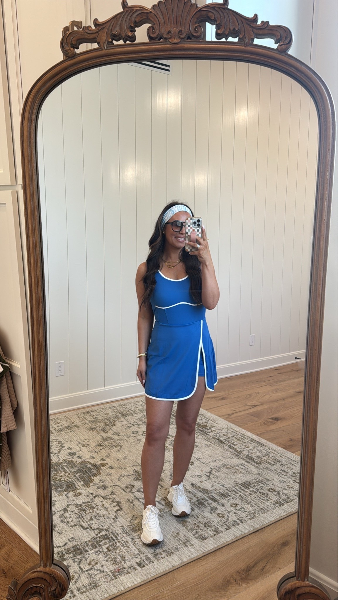 Blue dress, white trim, and all the sporty-chic vibes 💙🤍 Paired with comfy white sneakers, aviators, and a headband for the cutest on-the-go look!


 #LTKActive #AthleisureStyle #OOTD #ActivewearFashion #SportyChic #SummerStyle #CasualCute #AmazonFashion #EverydayStyle #LTKFit

#LTKootd #LTKmorningroutine #LTKmomlife