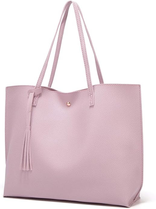 Women's Soft Faux Leather Tote Shoulder Bag from Dreubea, Big Capacity Tassel Handbag | Amazon (US)