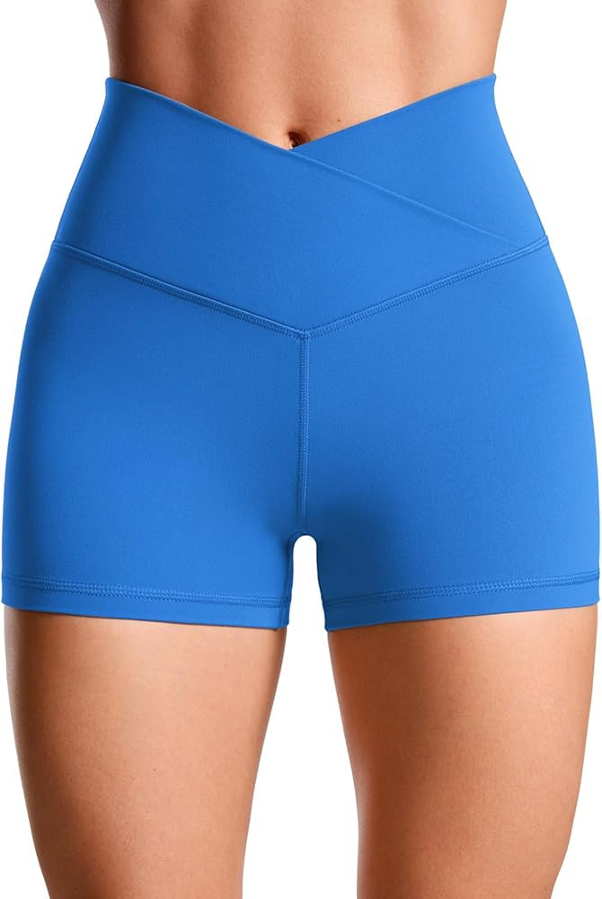 CRZ YOGA Womens Butterluxe Crossover Biker Shorts 3 Inches - Criss Cross High Waisted Workout Yog... | Amazon (US)