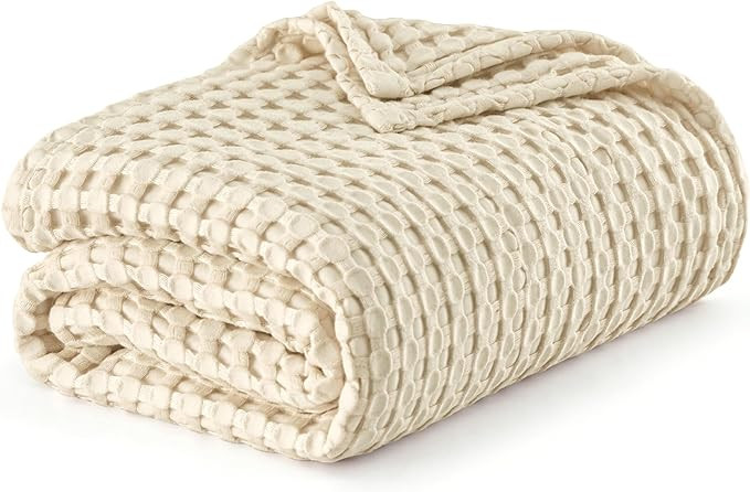 Bedsure Cooling Cotton Waffle King Size Blanket - Lightweight Breathable Summer Blanket of Rayon ... | Amazon (US)