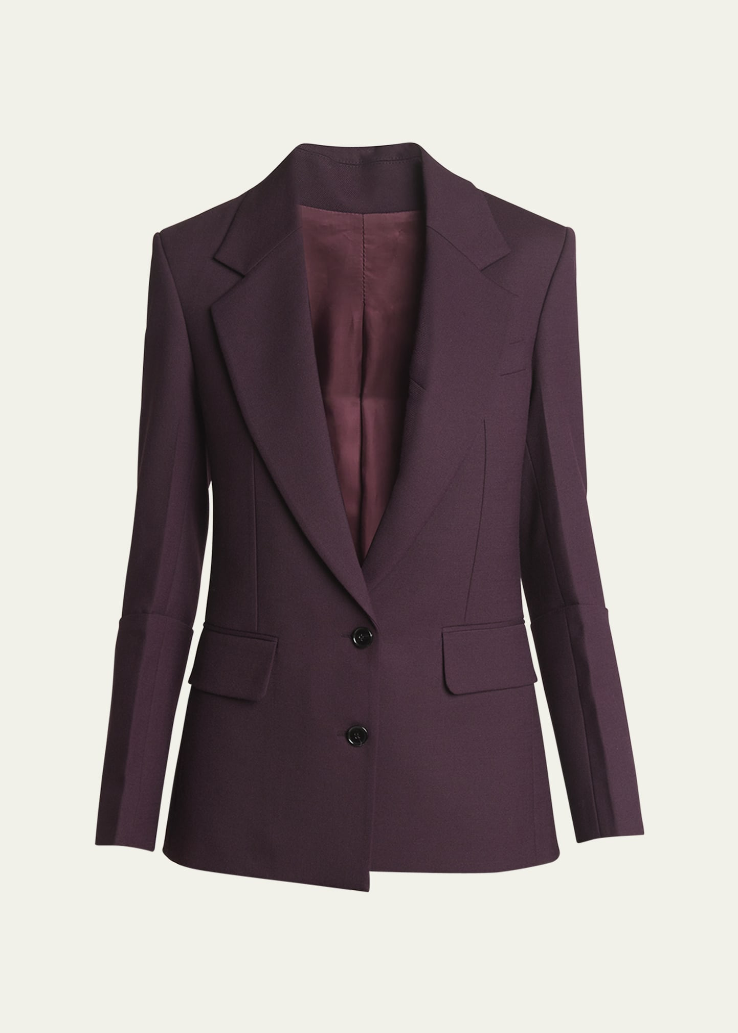 Victoria Beckham Two-Button Wool Jacket with Sleeve Detail | Bergdorf Goodman