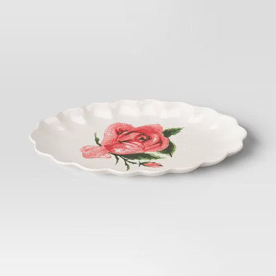 12.75" Stoneware Rose Serve Platter - Threshold™ | Target