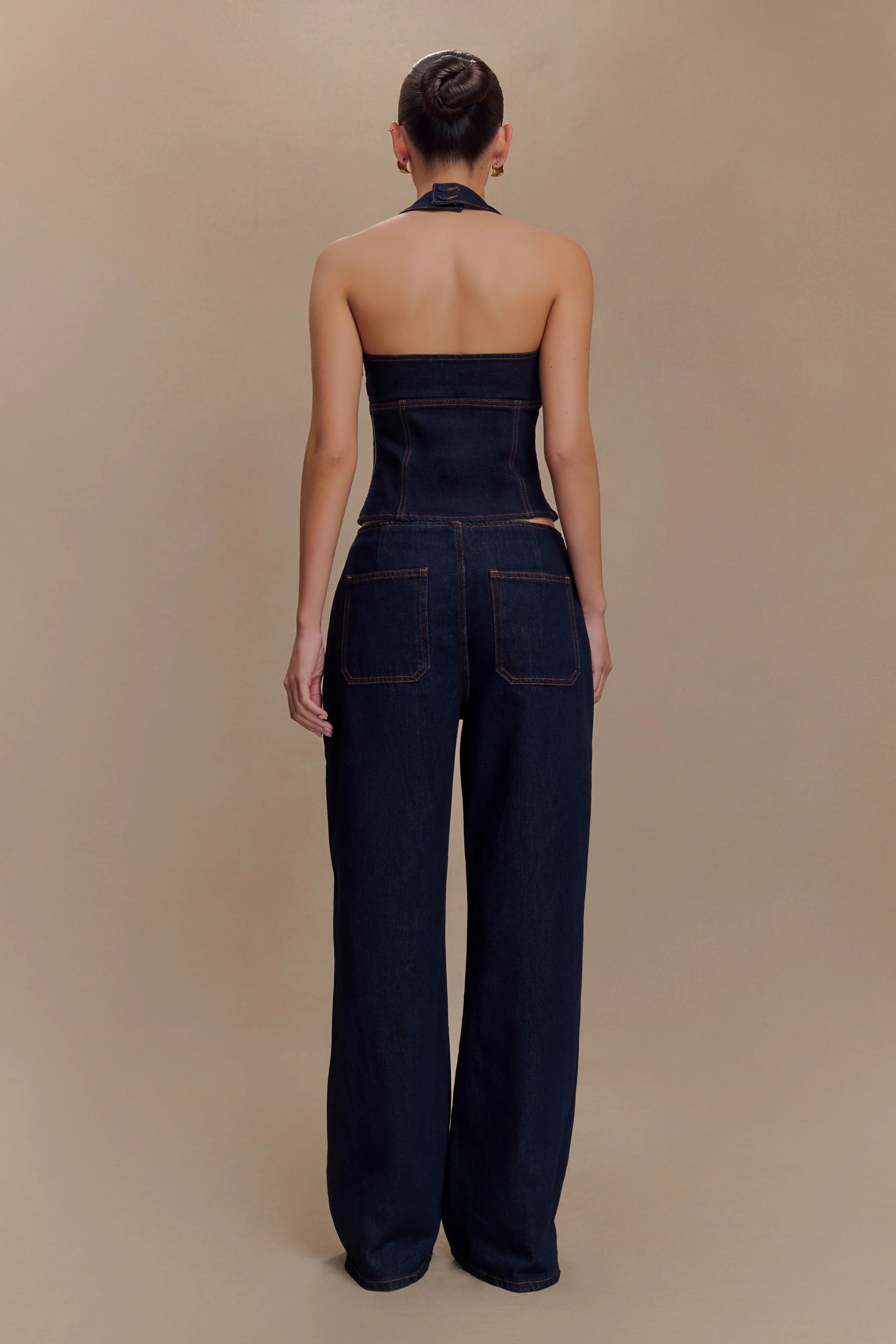 Dayna Denim Halter Top - Indigo Blue | MESHKI US