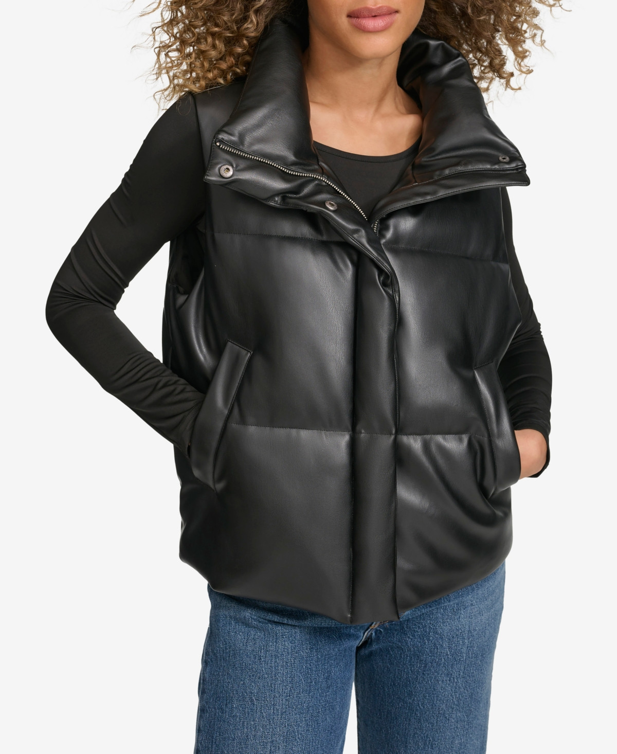 Levi's Women's Faux Leather Puffer Vest - Black | Macy's