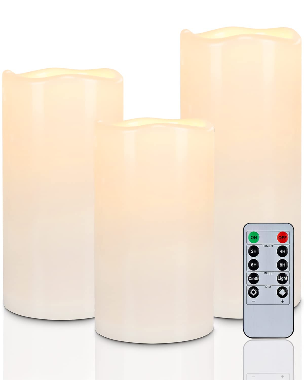 Homemory 6" 8" 10" x 4" Waterproof Outdoor Flameless Candles, Battery Operated Flickering LED Pil... | Amazon (US)
